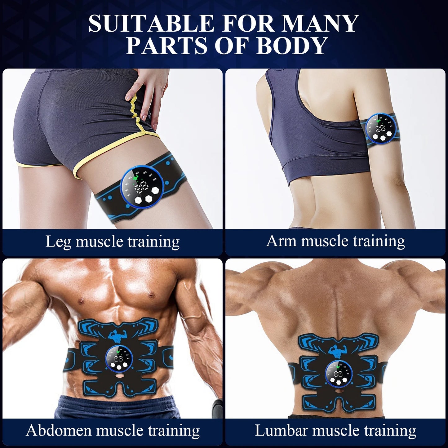 Rechargeable EMS Abdominal Muscle Stimulator and Toner for Men and Women