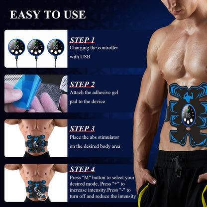 Rechargeable EMS Abdominal Muscle Stimulator and Toner for Men and Women